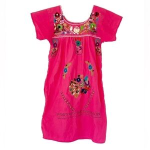 Island beach dress pink shortsleeve summer embroidered